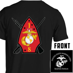 1st Bn 8th Marines USMC Unit T-Shirt, 1st Bn 8th Marines logo, 1/8 USMC Unit Logo, USMC gift ideas for men, Marine Corp gifts men or women 1st Bn 8th Marines