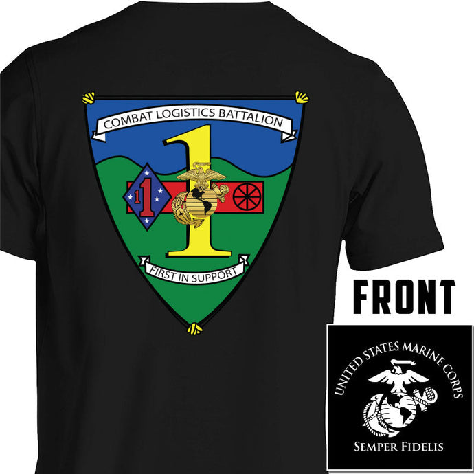 Combat Logistics Battalion USMC Unit T-Shirt,  CLB-1 logo, USMC gift ideas for men, Marine Corp gifts men or women 