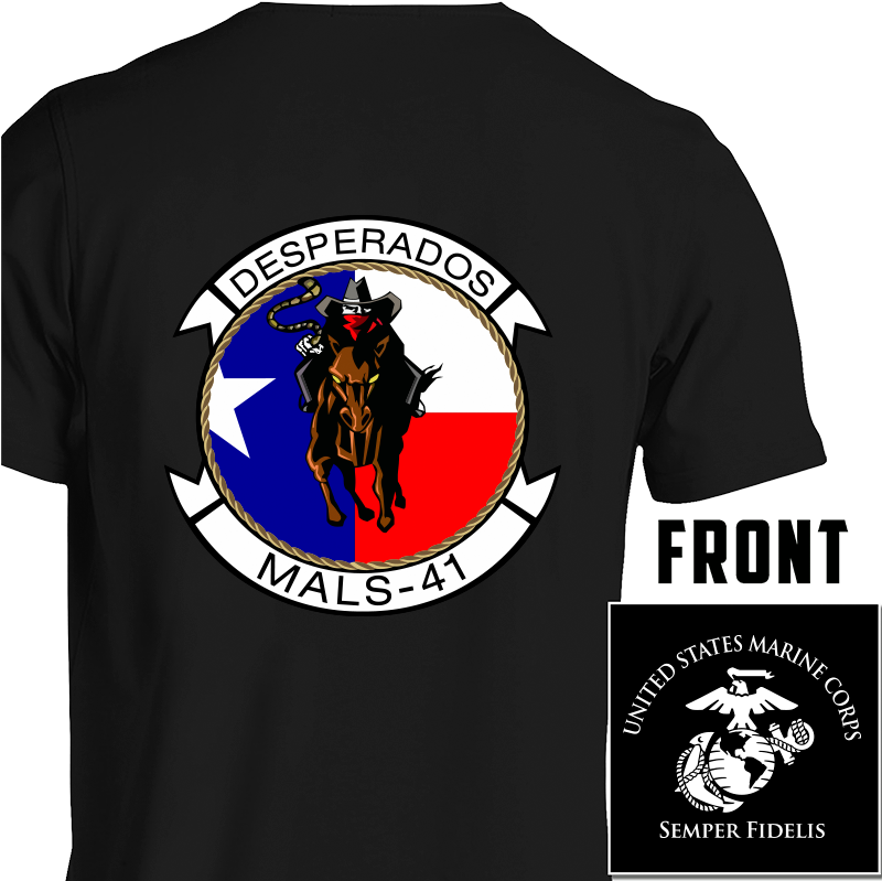 Marine Aviation Logistics Squadron 41 (MALS-41) USMC Unit T-Shirt, MALS-41 logo, USMC gift ideas for men, Marine Corp gifts men or women MALS-41