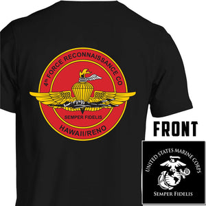 4th Force Reconnaissance Company Unit Logo Black Short Sleeve T-Shirt