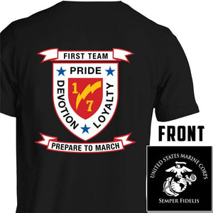 1st Bn 7th Marines USMC Unit T-Shirt, 1st Bn 7th Marines logo, USMC gift ideas for men, Marine Corp gifts men or women 1st Bn 7th Marines