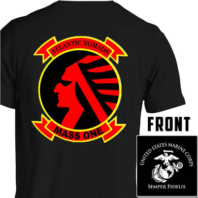 Marine Air Support Squadron-1 (MASS-1) USMC Unit T-Shirt, MASS-1 USMC Unit logo, USMC gift ideas for men, Marine Corp gifts men or women MASS-1 