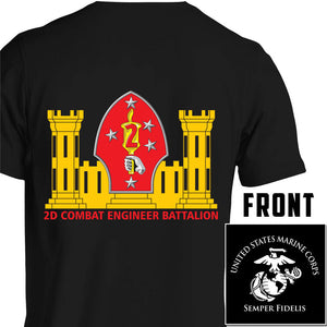 2nd Combat Engineer Battalion (2nd CEB) USMC Unit T-Shirt, 2nd CEB USMC Unit Logo, USMC gift ideas for men, Marine Corp gifts men or women 2D CEB, 2d Combat Engineer Bn