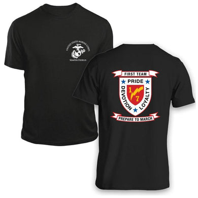 1st Bn 7th Marines USMC Unit T-Shirt, 1st Bn 7th Marines logo, USMC gift ideas for men, Marine Corp gifts men or women 1st Bn 7th Marines