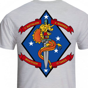 1st Battalion 4th Marines Unit Logo Heather Grey Short Sleeve T-Shirt