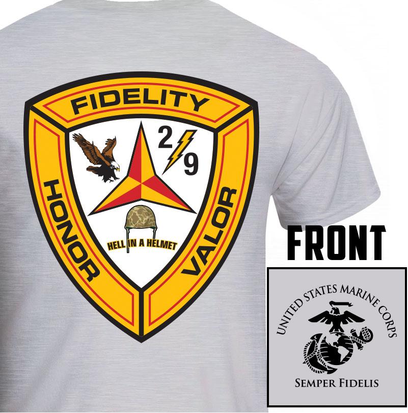 2/9 Unit T-Shirt, 2nd Battalion 9th Marines unit t-shirt, USMC unit T-shirt, USMC custom unit gear