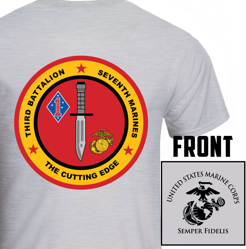 3rd Bn 7th Marines USMC Unit T-Shirt, 3rd Bn 7th Marines logo, USMC gift ideas for men, Marine Corp gifts men or women 3rd Bn 7th Marines