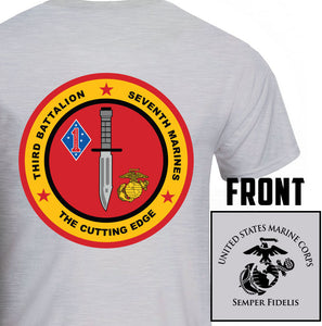 3rd Bn 7th Marines USMC Unit T-Shirt, 3rd Bn 7th Marines logo, USMC gift ideas for men, Marine Corp gifts men or women 3rd Bn 7th Marines