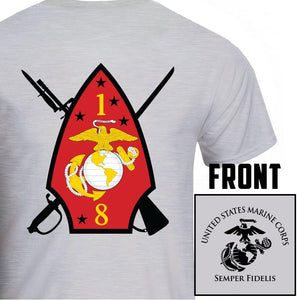 1st Bn 8th Marines USMC Unit T-Shirt, 1st Bn 8th Marines logo, 1/8 USMC Unit Logo, USMC gift ideas for men, Marine Corp gifts men or women 1st Bn 8th Marines