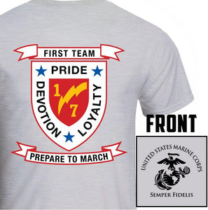 1st Bn 7th Marines USMC Unit T-Shirt, 1st Bn 7th Marines logo, USMC gift ideas for men, Marine Corp gifts men or women 1st Bn 7th Marines