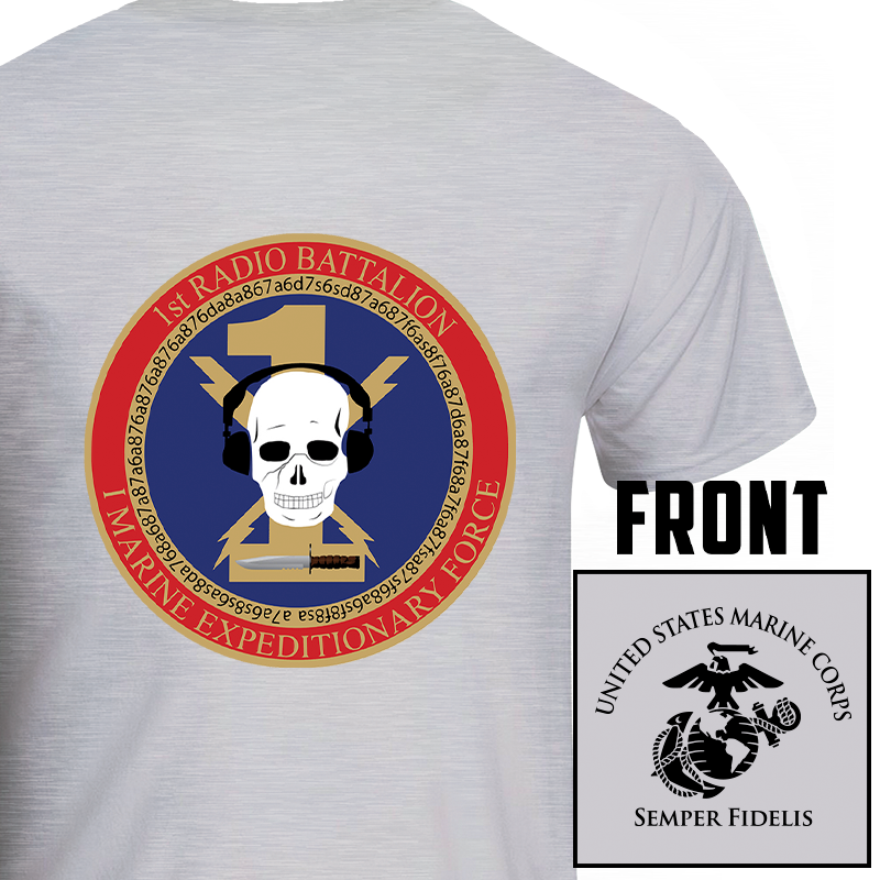 1st Radio Battalion USMC Unit T-Shirt, 1st Radio Bn T-Shirt, USMC Unit T-Shirt, 1st Radio Battalion Unit T-Shirt, I Marine Expeditionary Force