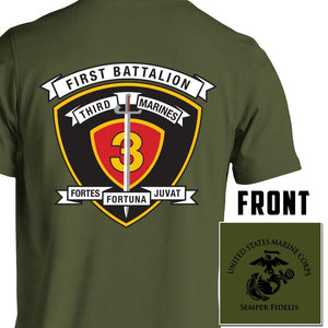 1st Bn 3rd Marines USMC Unit T-Shirt, 1st Bn 3rd Marines logo, USMC gift ideas for men, Marine Corp gifts men or women 1st Bn 3rd Marines