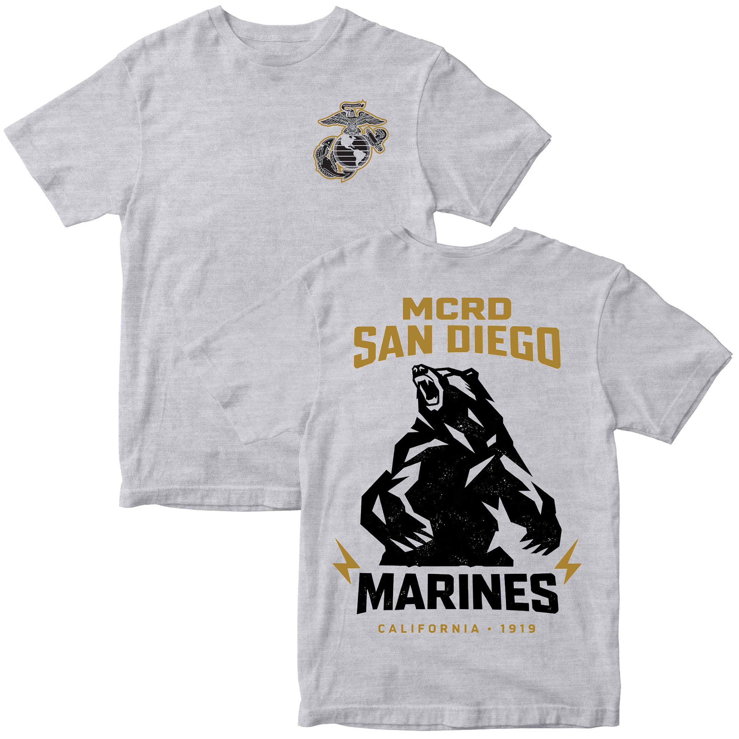【MASU】 22ss MARCHING BEAR T-SHIRTS MCRD San Diego Marines California Bear T-Shirt | Marine Corps Gift