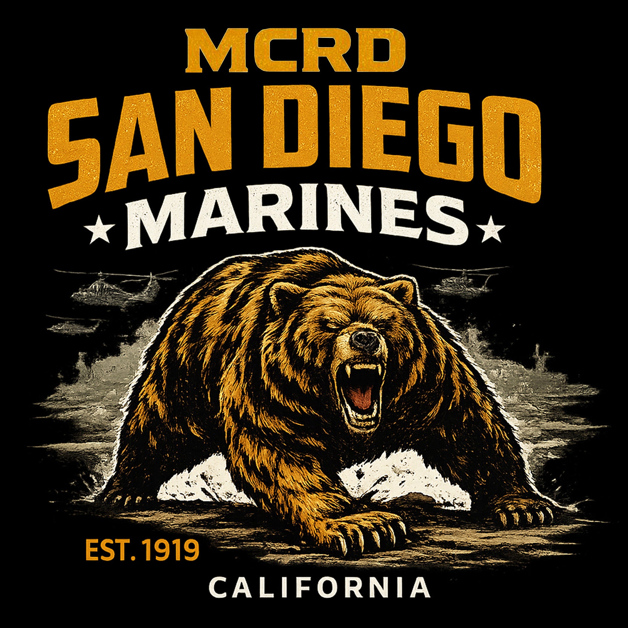 MCRD San Diego Marines Growling Bear T-Shirt