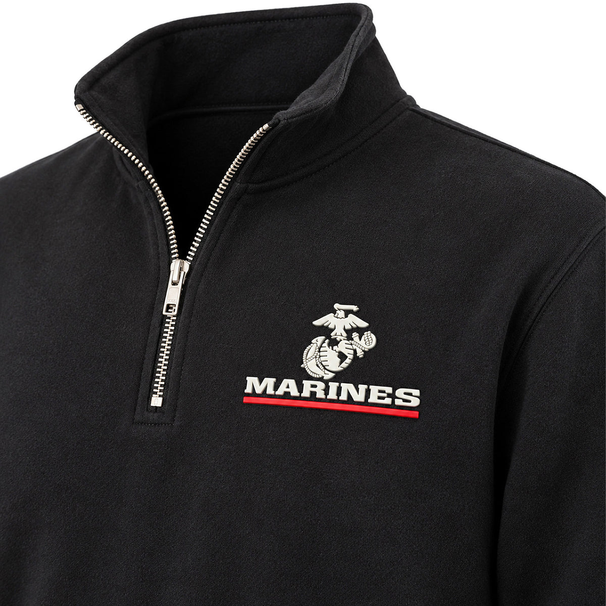 Black Marines Red Line EGA silicone patch midweight quarter-zip pullover