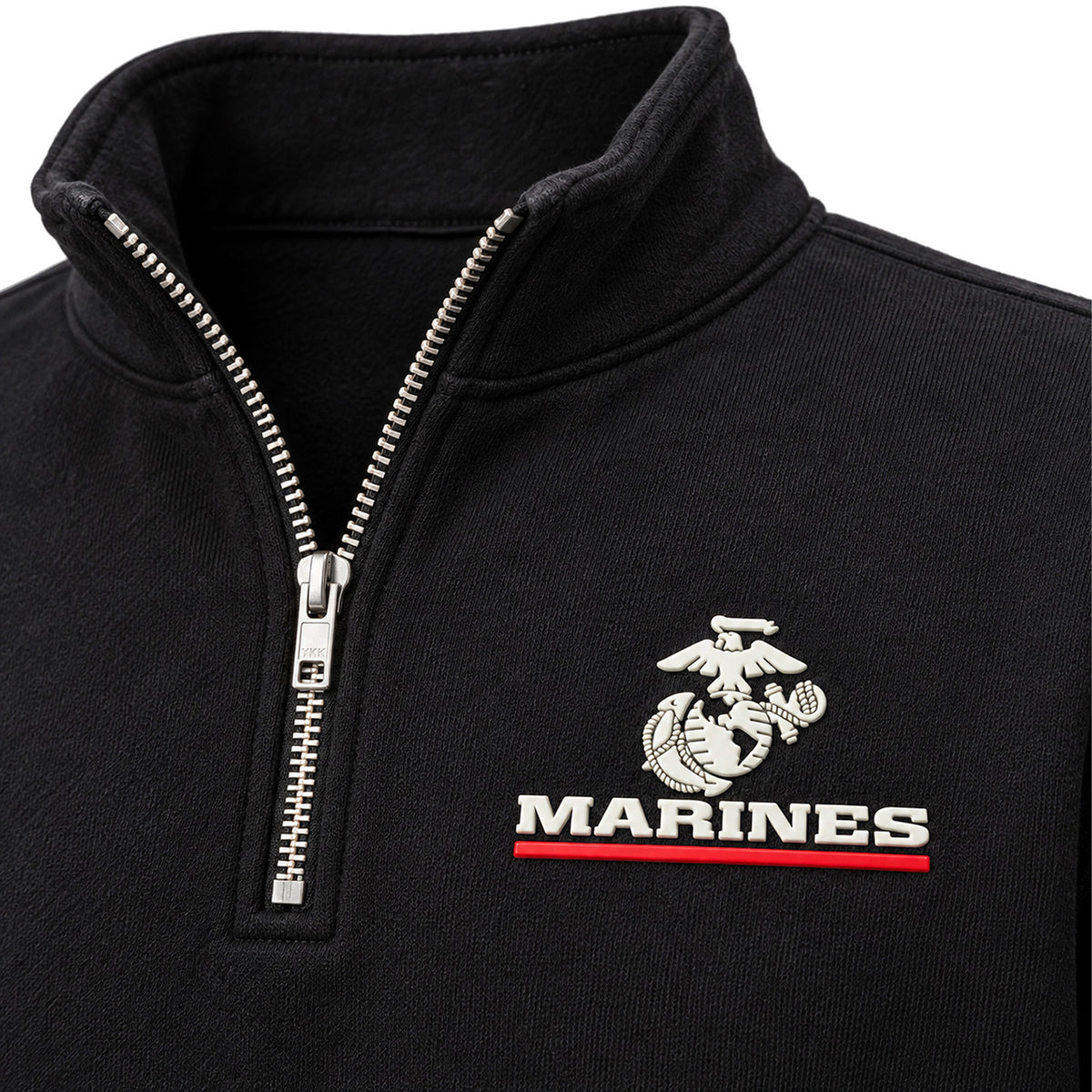 Black Marines Red Line EGA silicone patch midweight quarter-zip pullover