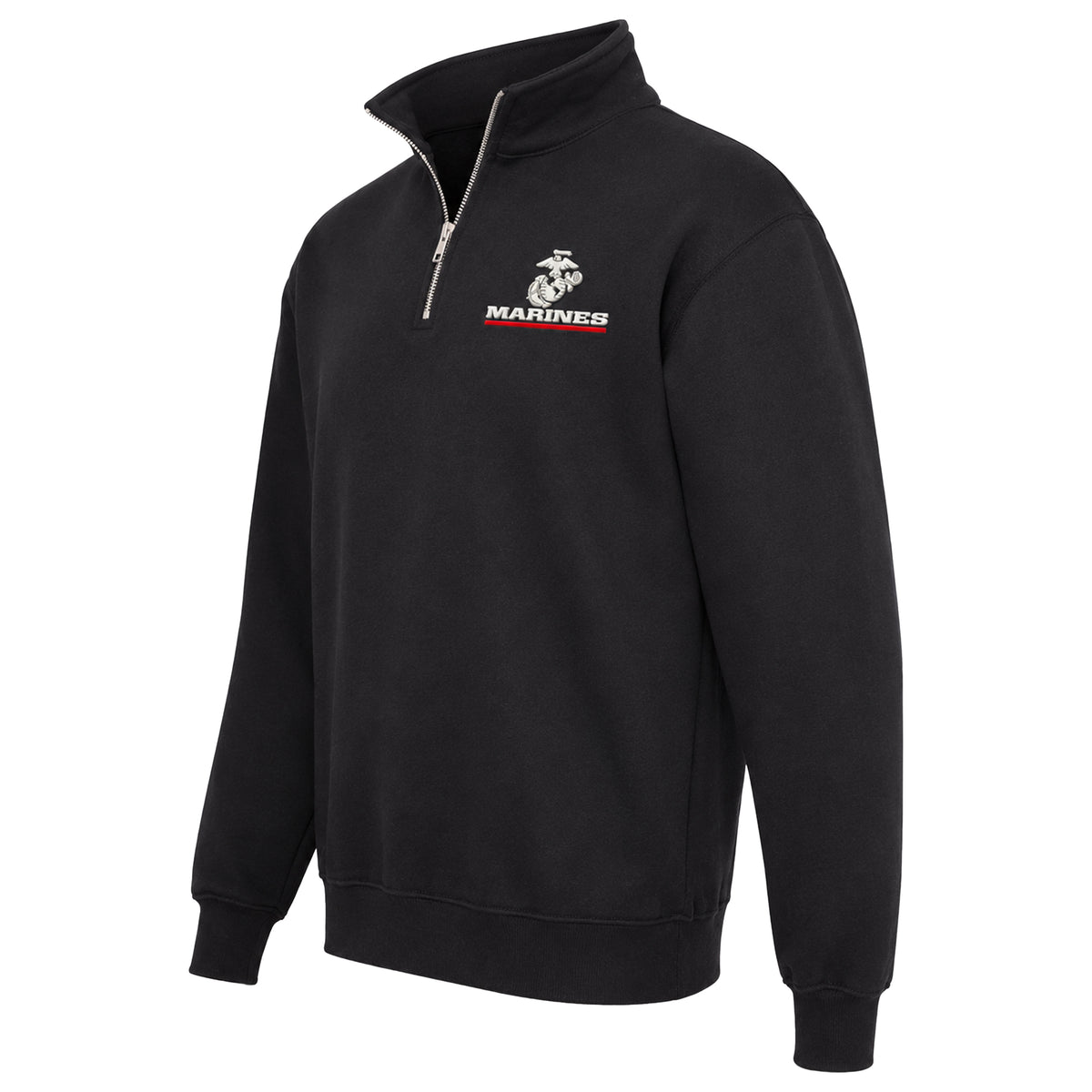 Black Marines Red Line EGA silicone patch midweight quarter-zip pullover
