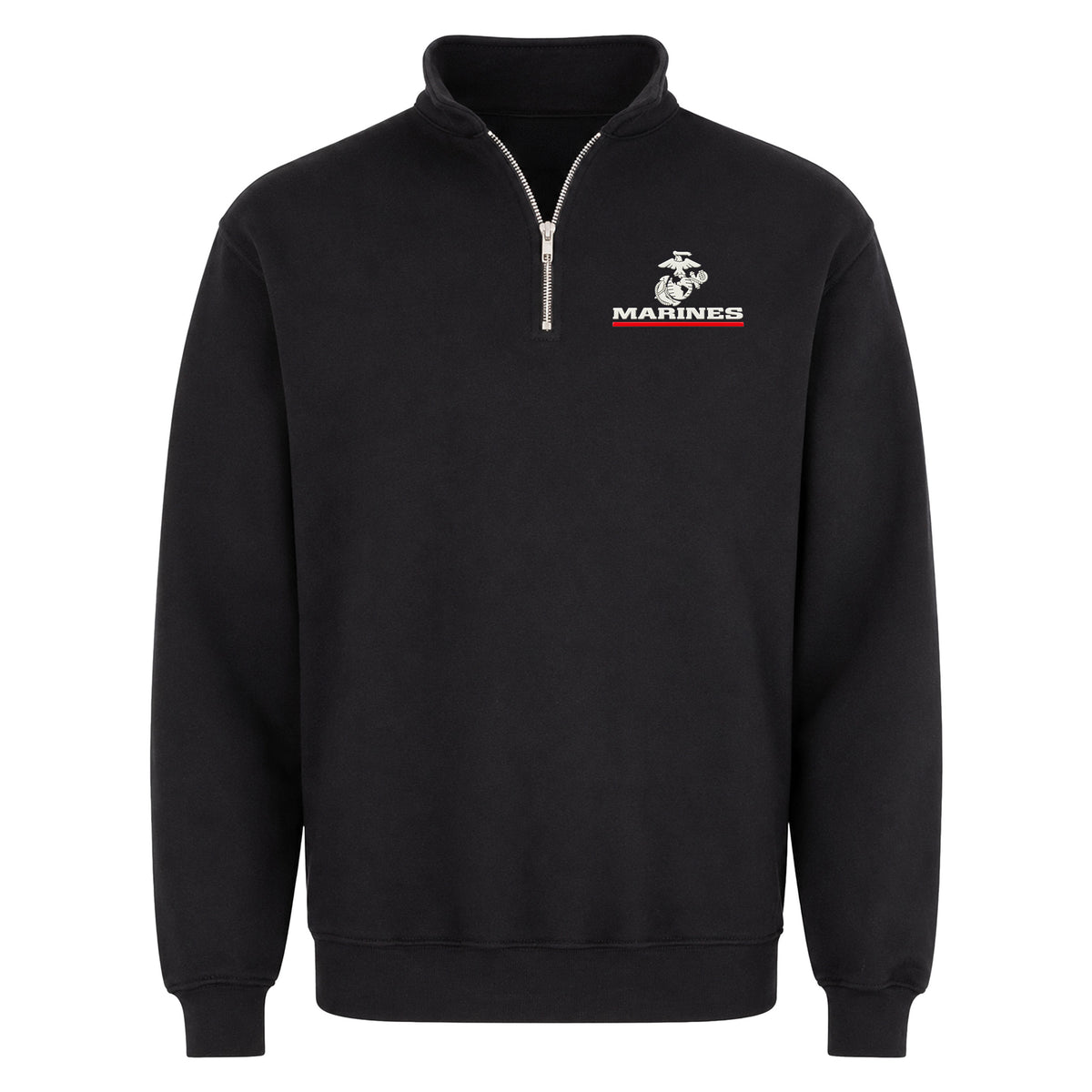 Black Marines Red Line EGA silicone patch midweight quarter-zip pullover