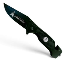 Space Force Folding Elite Tactical Knife - Black Spring Assisted USSF Rescue Knife