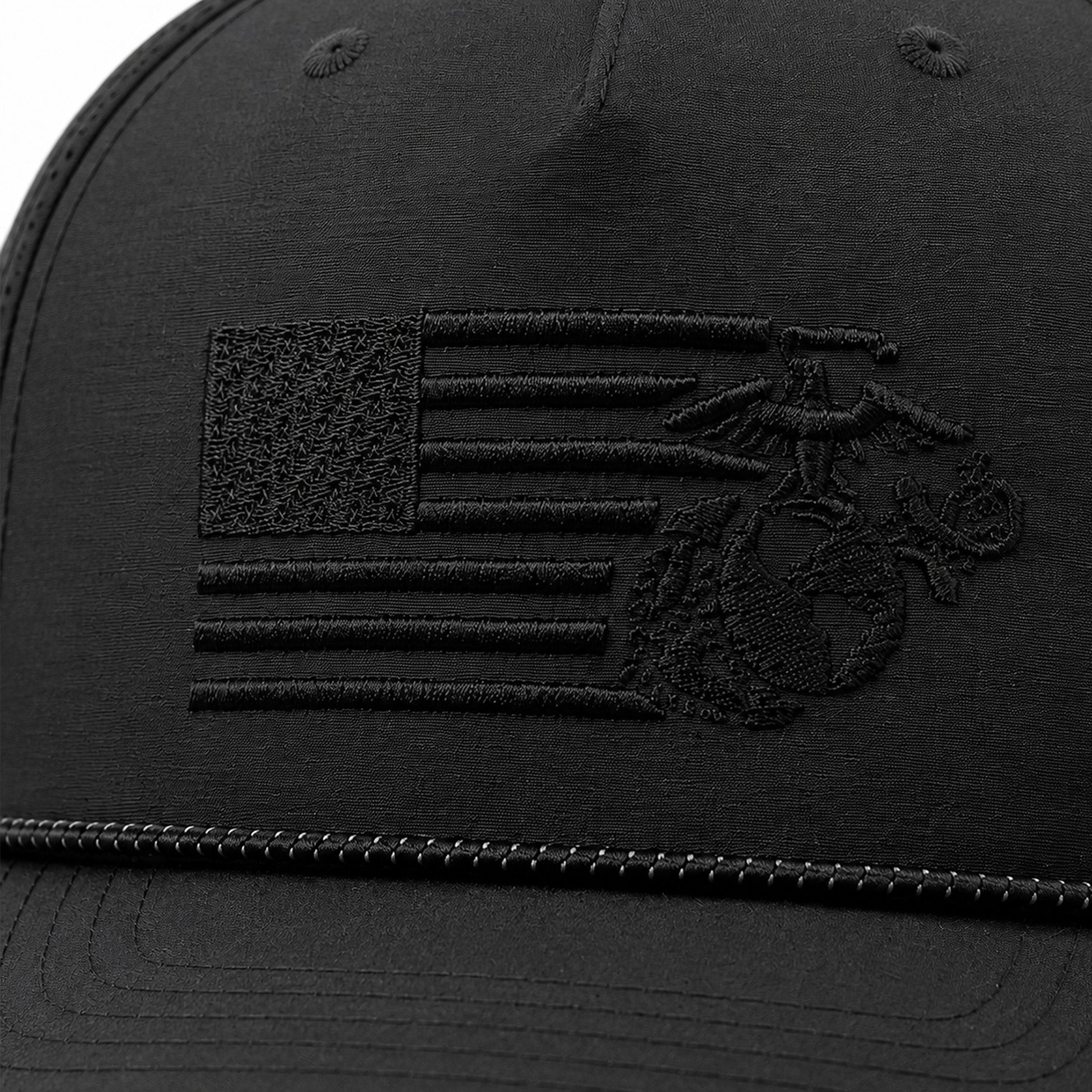 USMC Blackout Flag & EGA Embroidered Performance Rope Cap