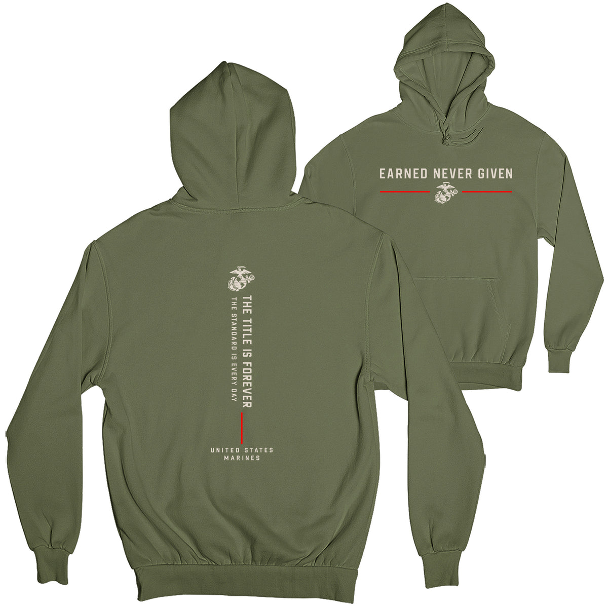 USMC The Title Is Earned Never Given Hoodie