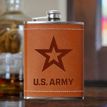 US Army - 8oz Leather Flask