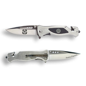 Coast Guard Folding Elite Tactical Knife - Spring Assisted USCG Rescue Knife