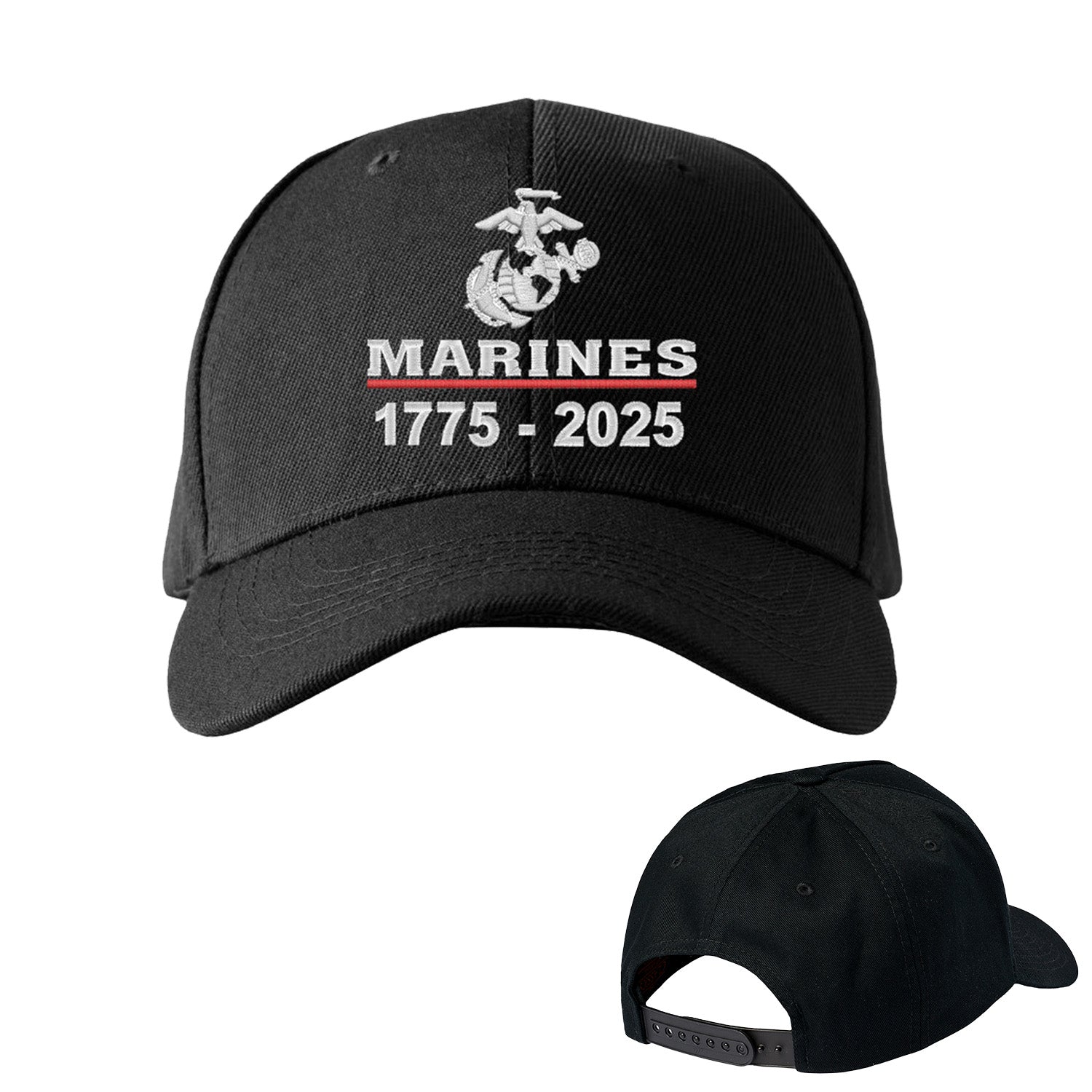 Marines 250th Birthday Embroidered SNAP Back Hat <br> USMC Snap Back Cover