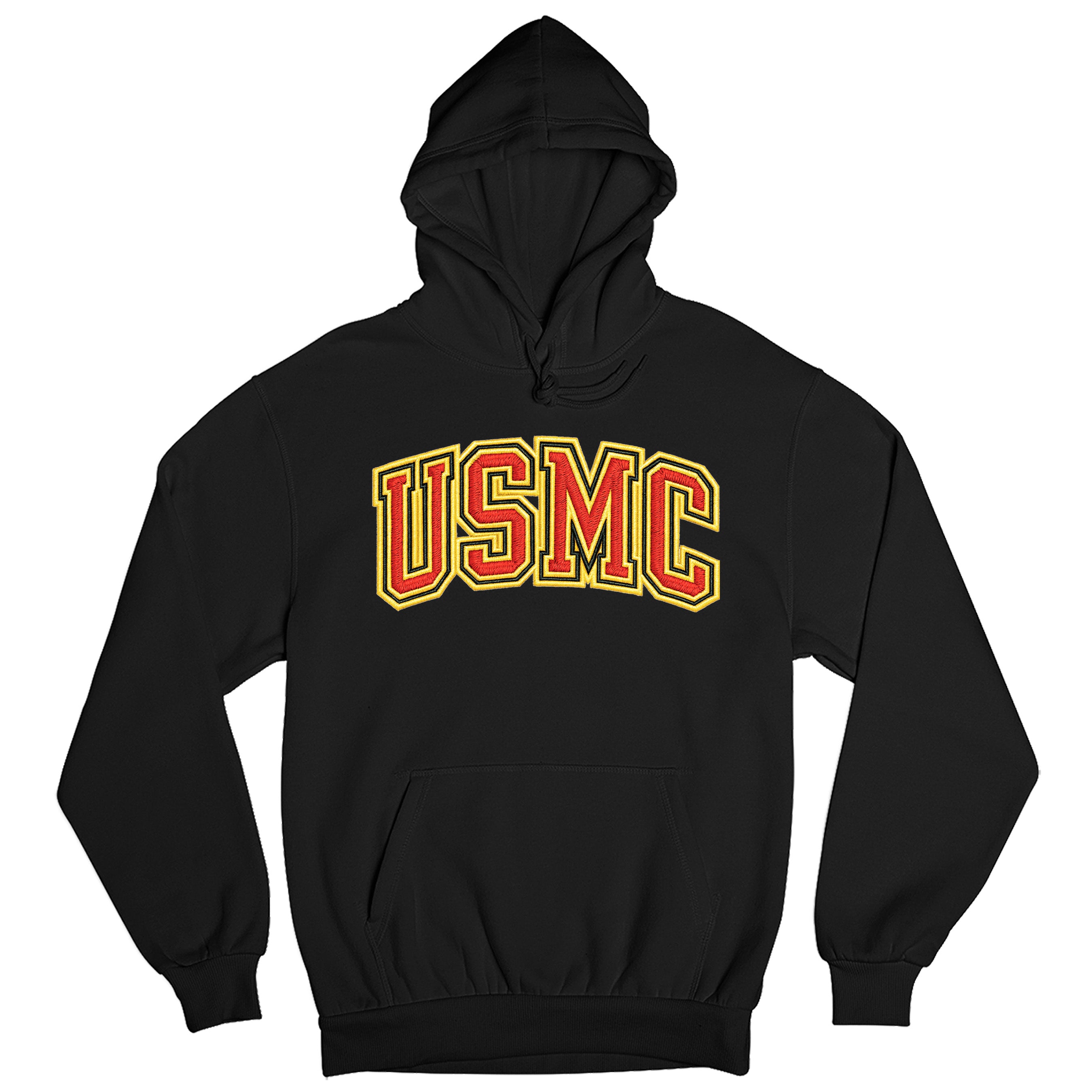 Marines Black USMC Embroidered Patch Hoodie