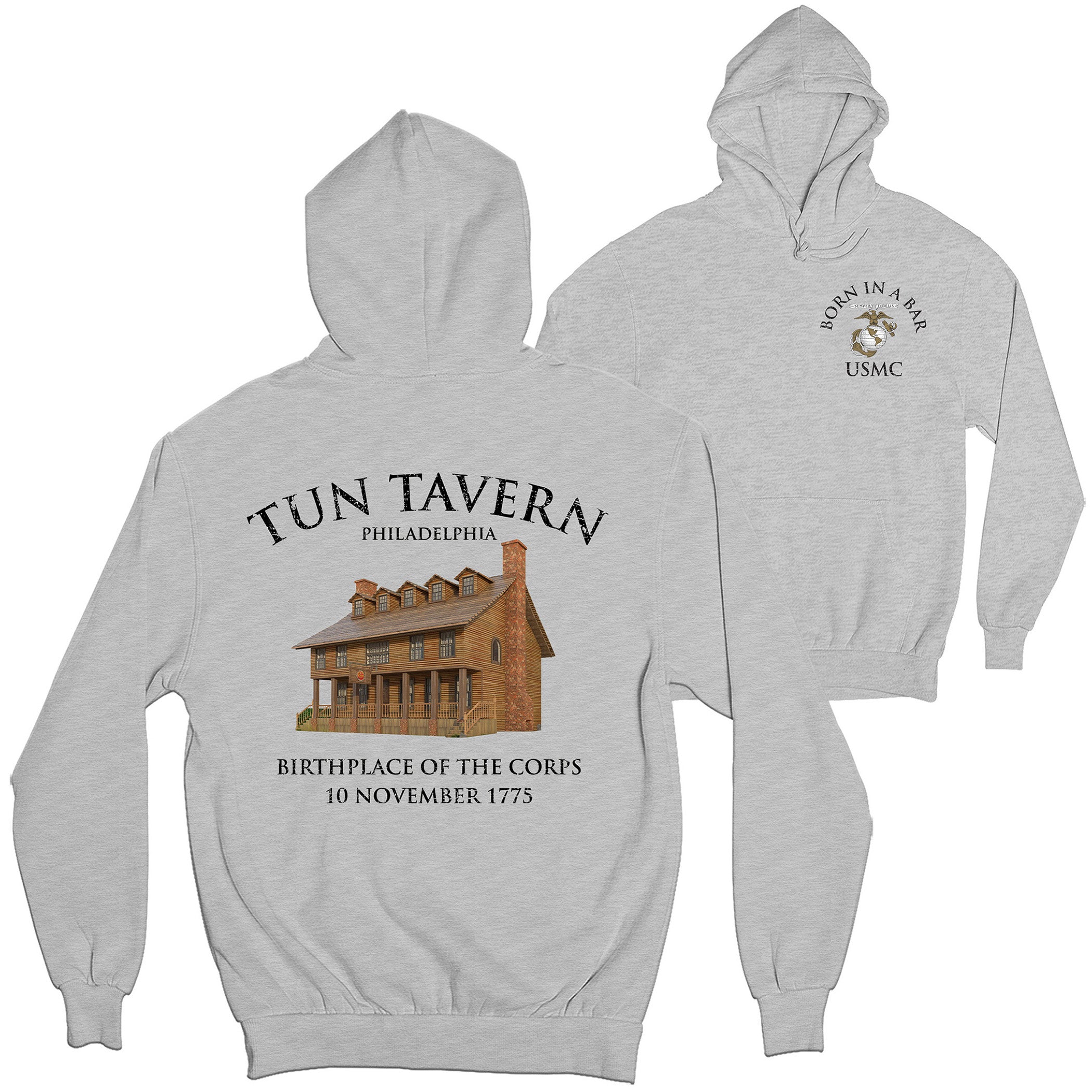 USMC Tun Tavern Born in a Bar Hoodie
