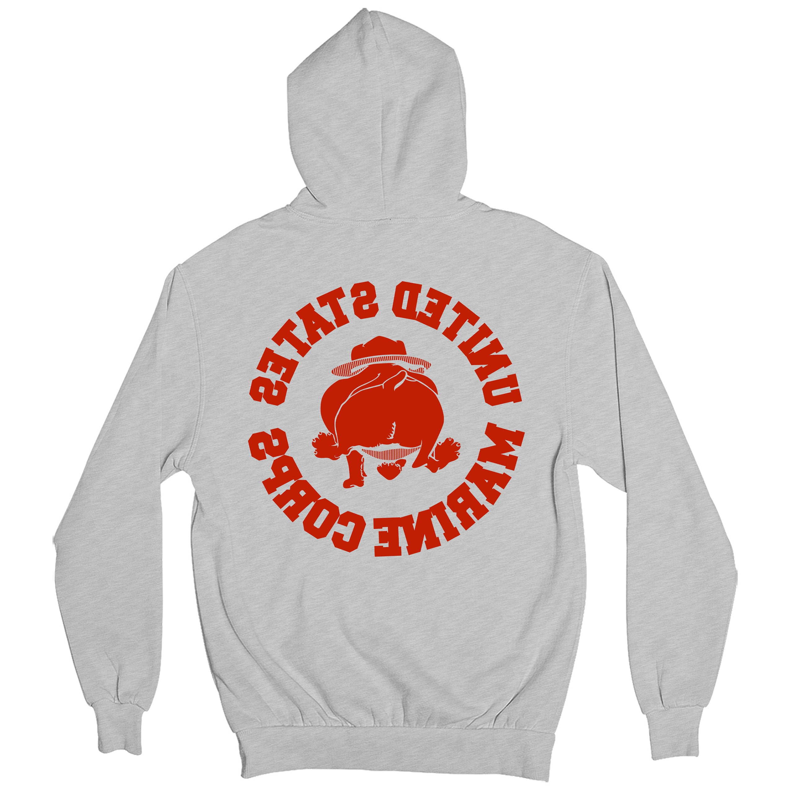 Marines Vintage Bulldog Grey Hoodie. USMC Bulldog PT Hoodie