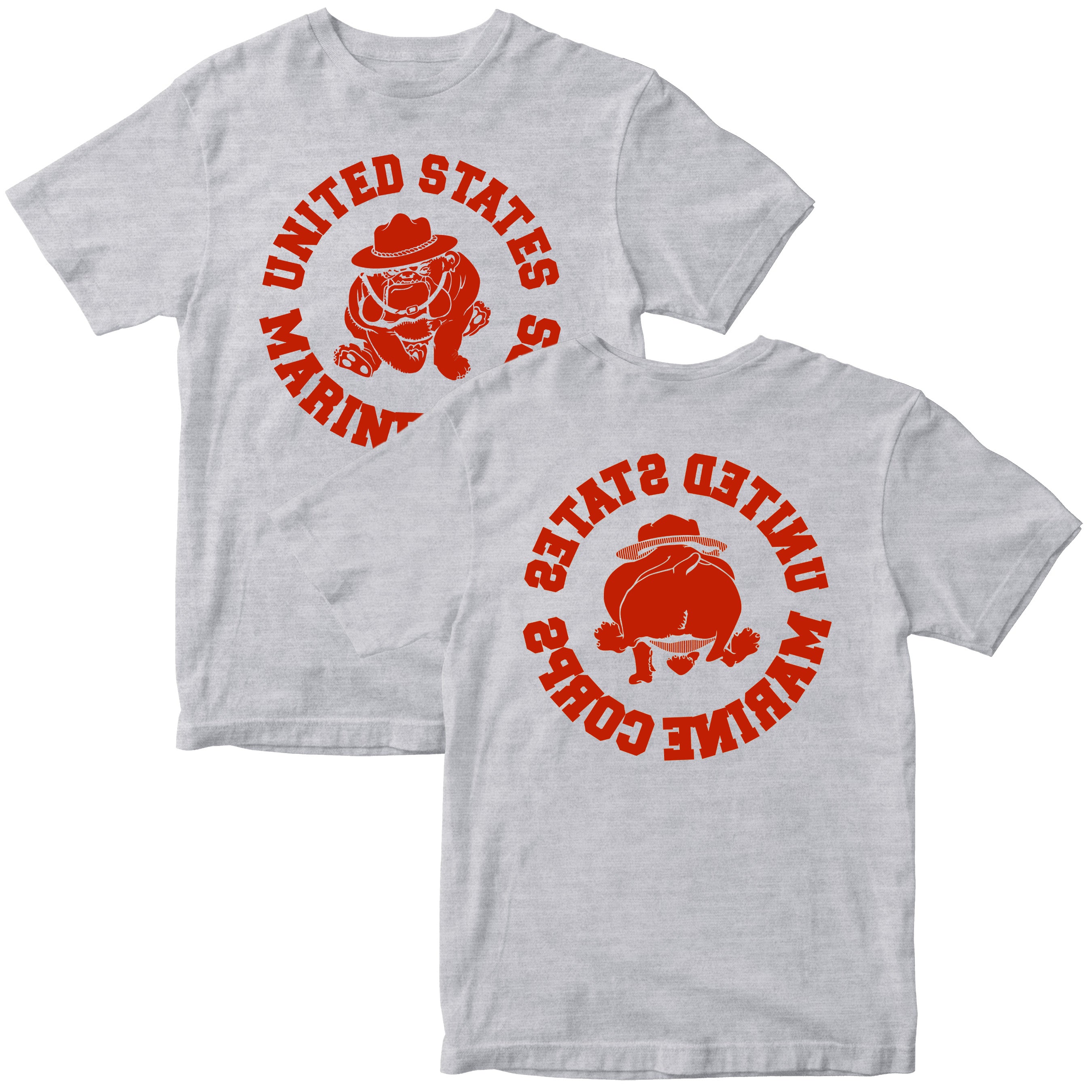 Marines Vintage Bulldog GreyT-shirt. USMC Bulldog PT Tee