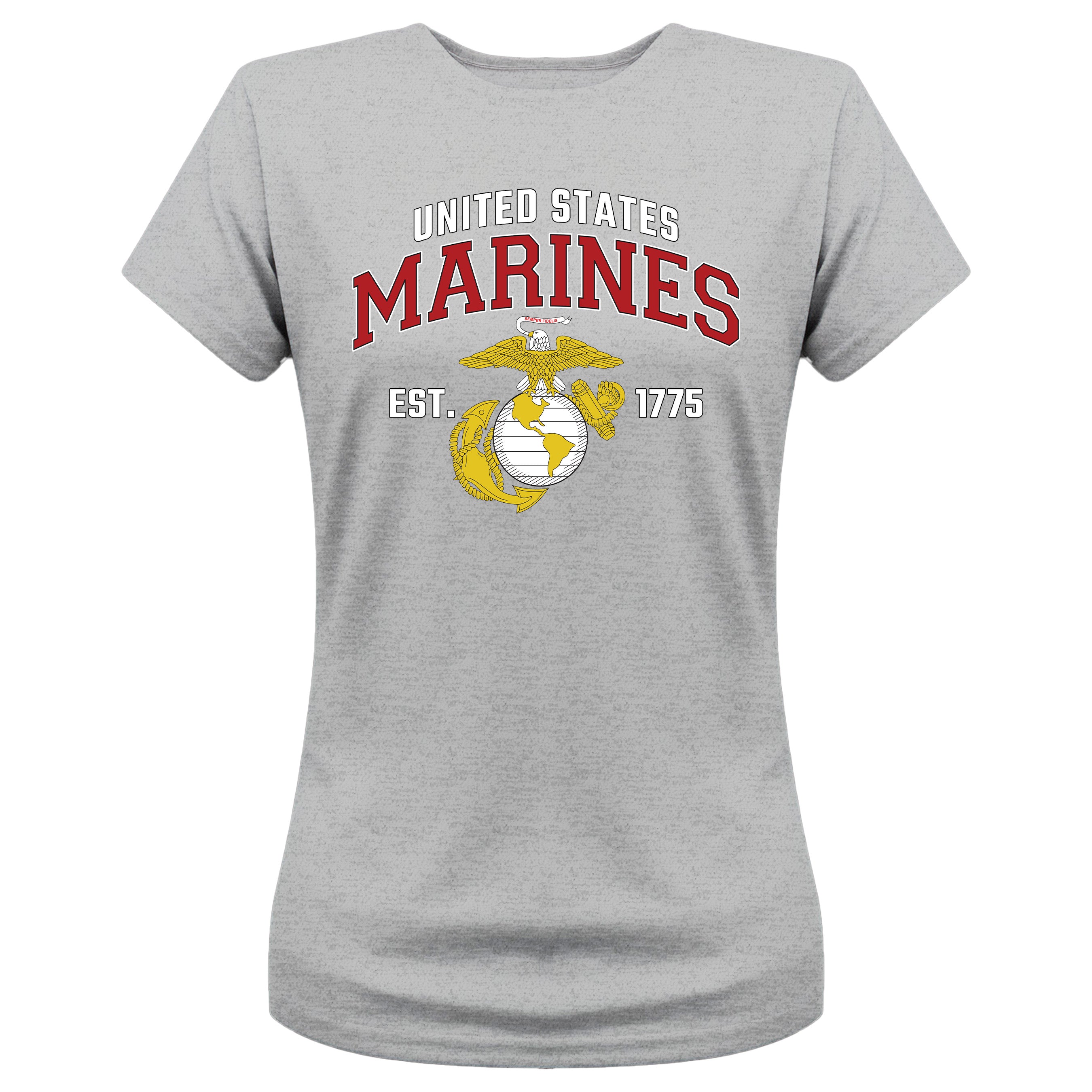 Women's Grey USMC T-shirt. United States Marines Women's EGA Tee.