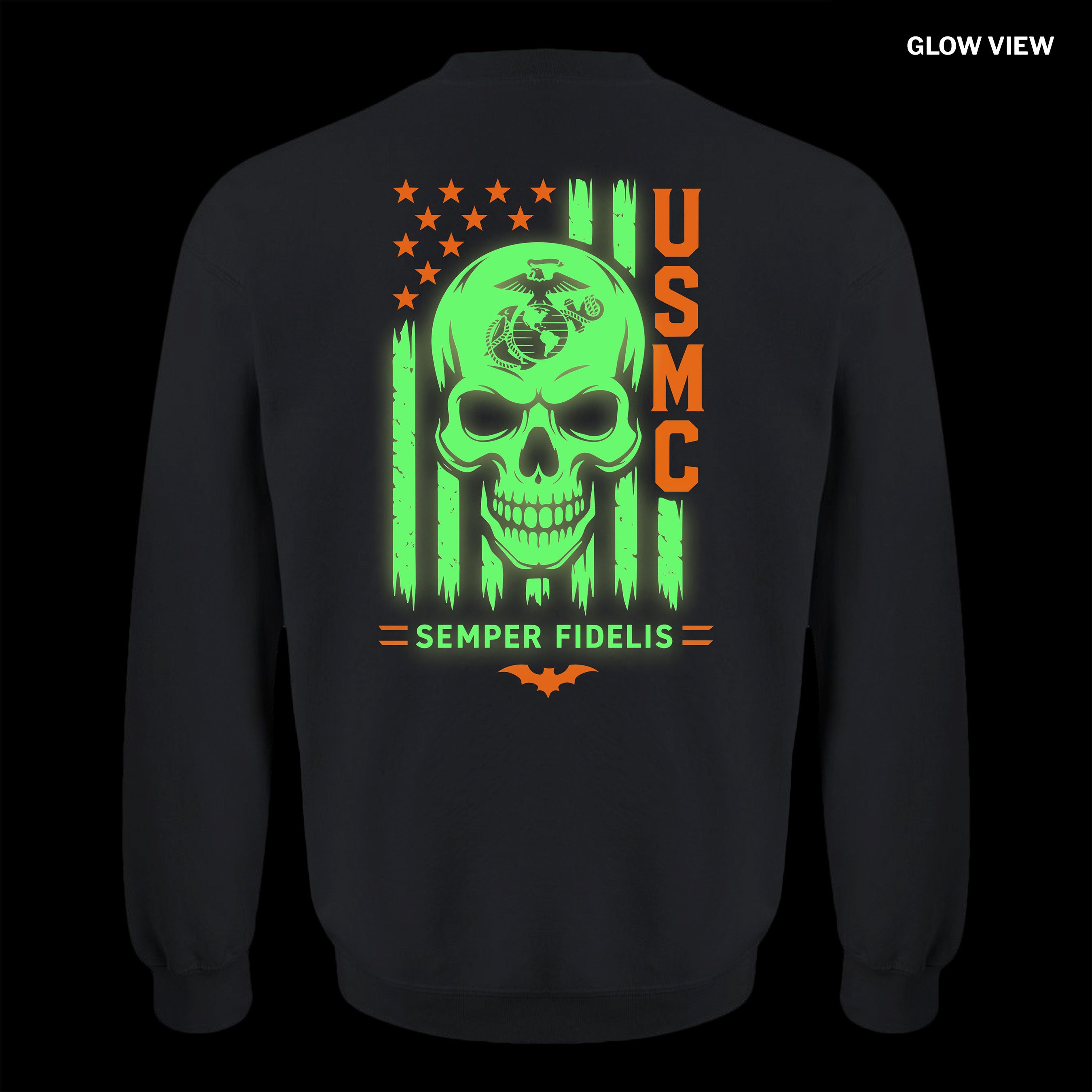 USMC Skull & Stripes Glow-in-the-Dark Halloween Sweatshirt