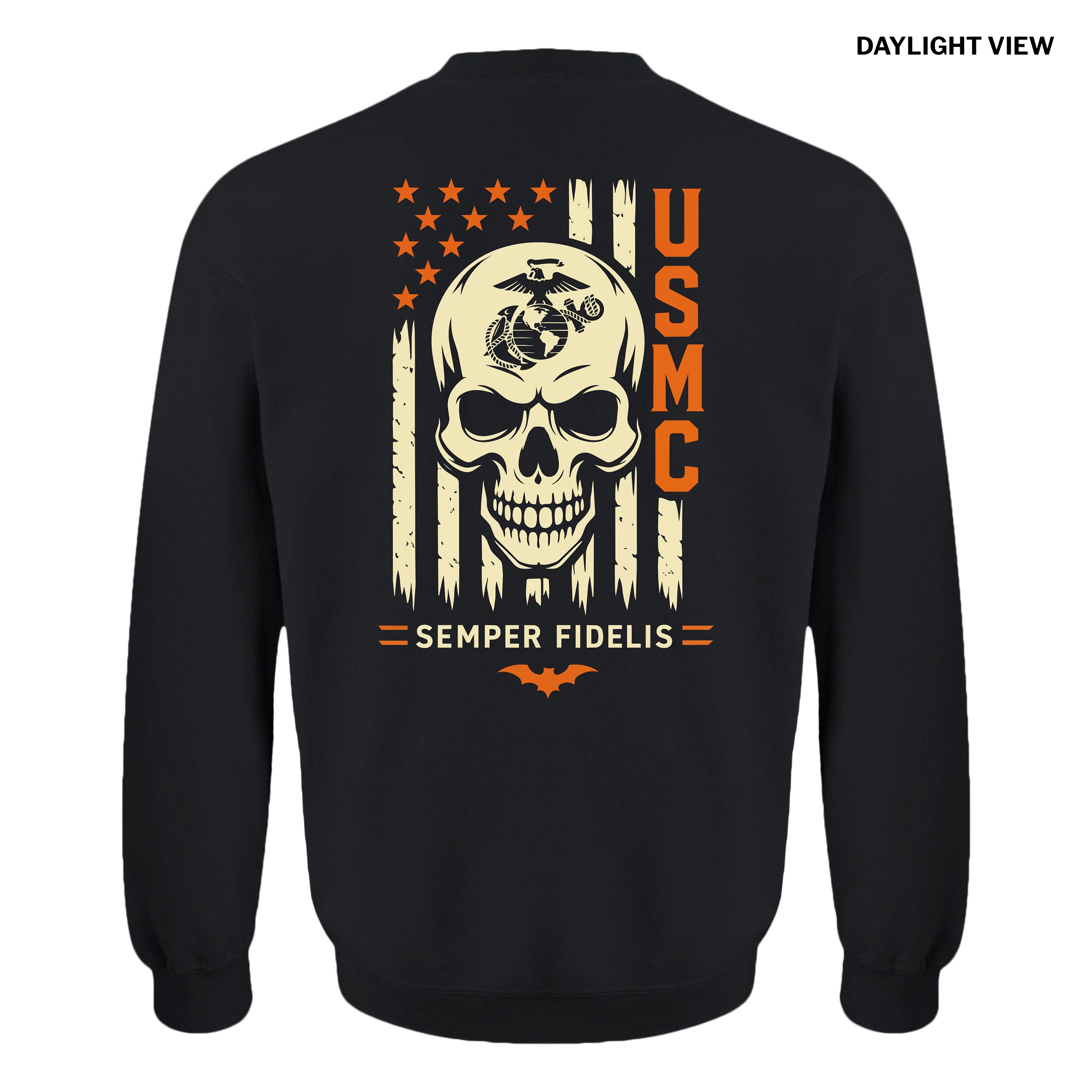 USMC Skull & Stripes Glow-in-the-Dark Halloween Sweatshirt