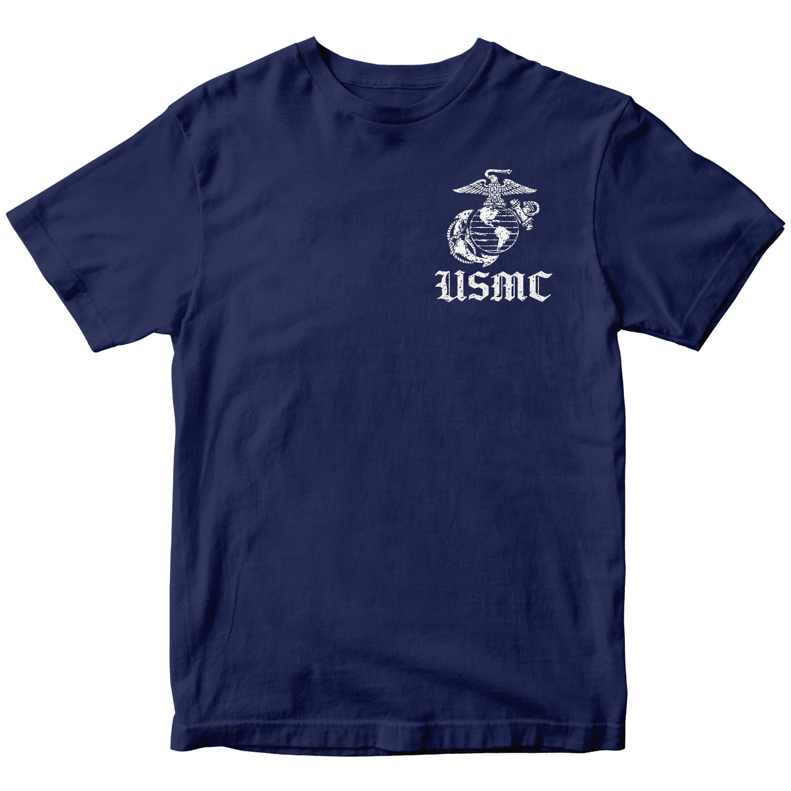 Navy Blue USMC Oath of Enlistment T-shirt with Eagle Globe and Anchor