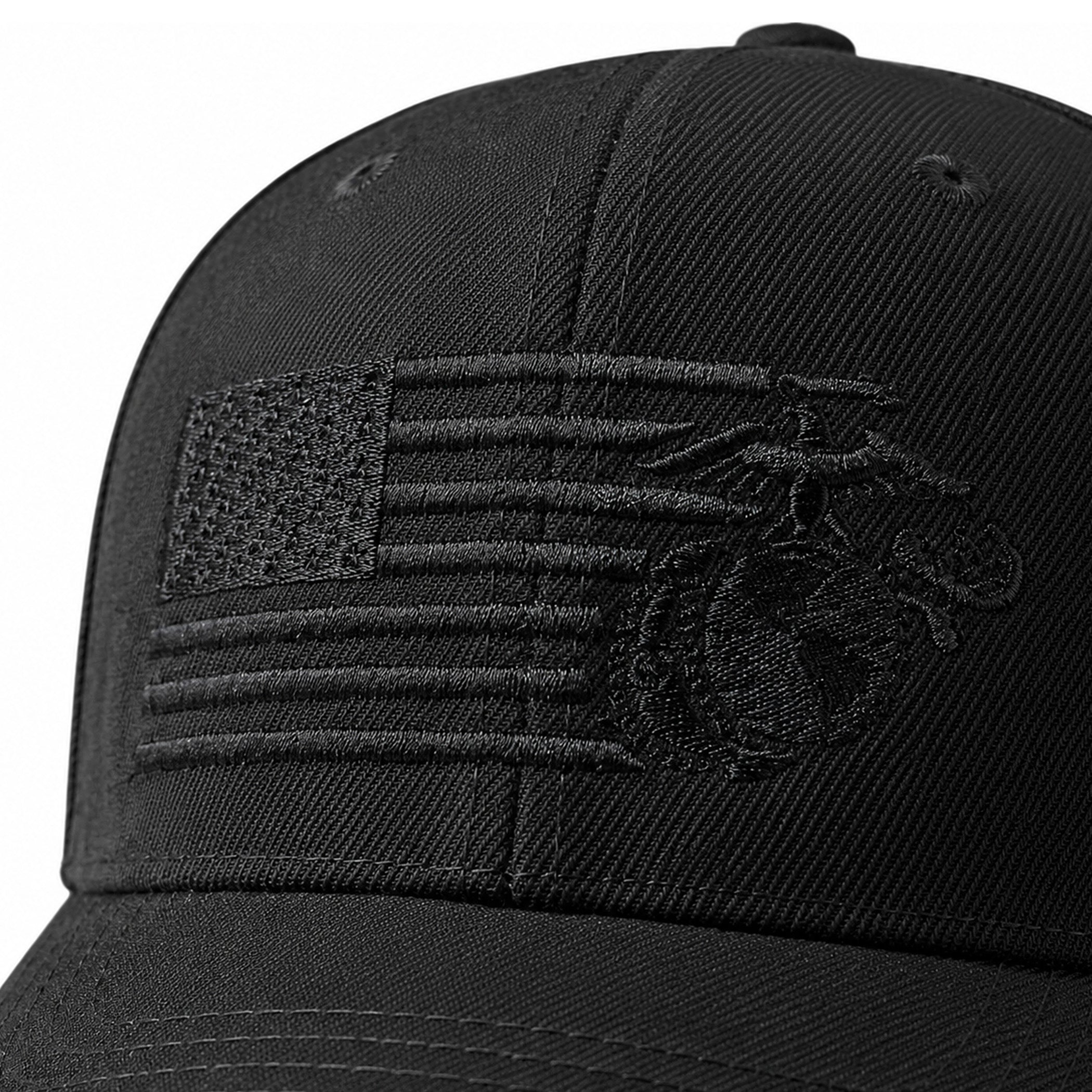 USMC Blackout Flag & EGA Embroidered Hat <br> Flexible Fit USMC Cover