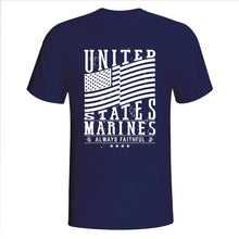 United States Marines Waving Flag Navy Blue T-Shirt