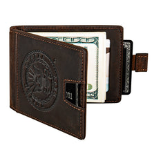 Navy Genuine Leather RFID Blocking Bi-Fold Wallet