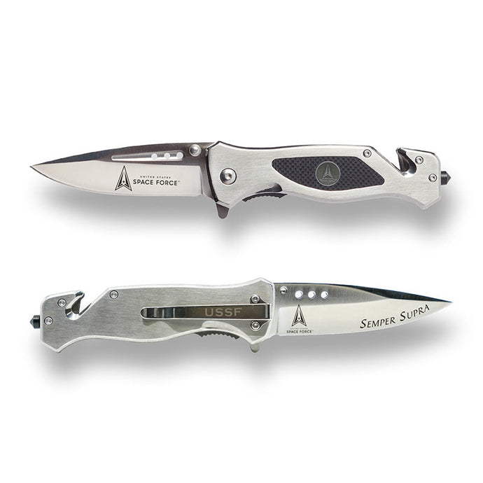 Space Force Folding Elite Tactical Knife - Spring Assisted USSF Rescue Knife