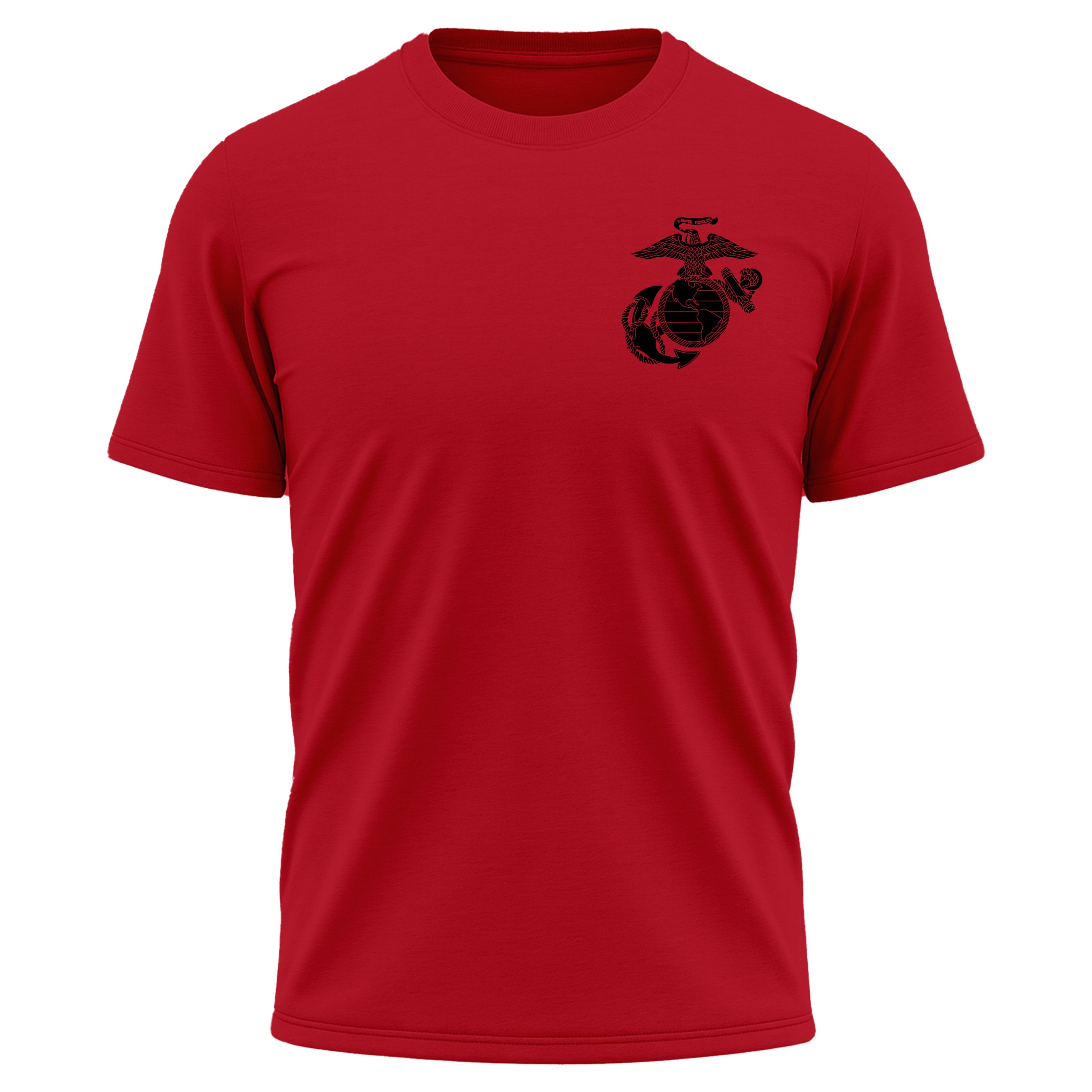 Marines vintage EGA chest seal performance T-shirt with Eagle Globe and Anchor tee. Red USMC performance Tee. USMC Activewear