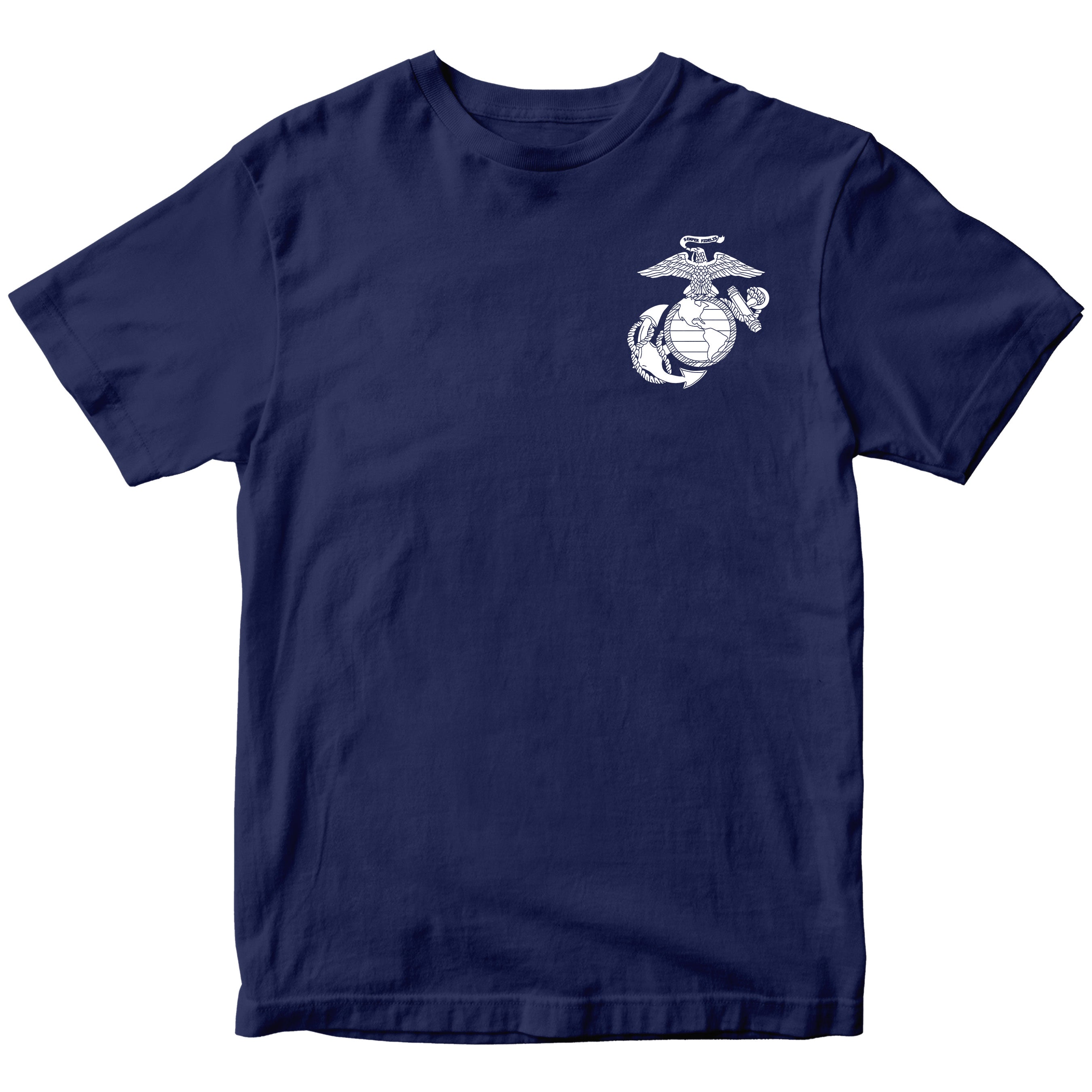 Marines vintage EGA chest seal T-shirt with Eagle Globe and Anchor cotton tee.  Navy USMC Tee