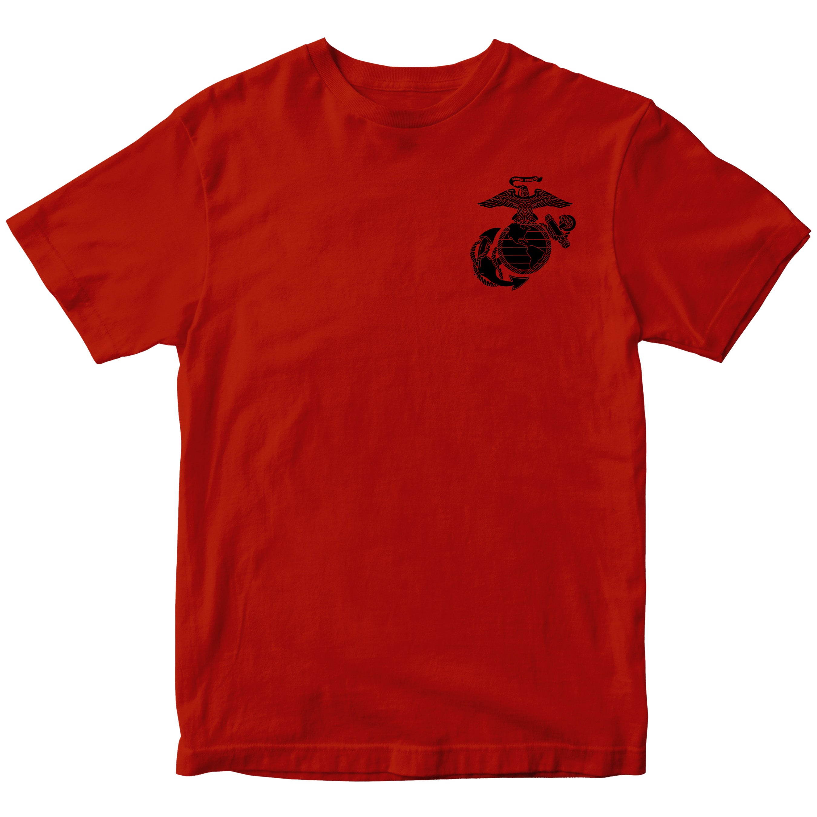 Marines vintage EGA chest seal T-shirt with Eagle Globe and Anchor cotton tee.  Red USMC Tee