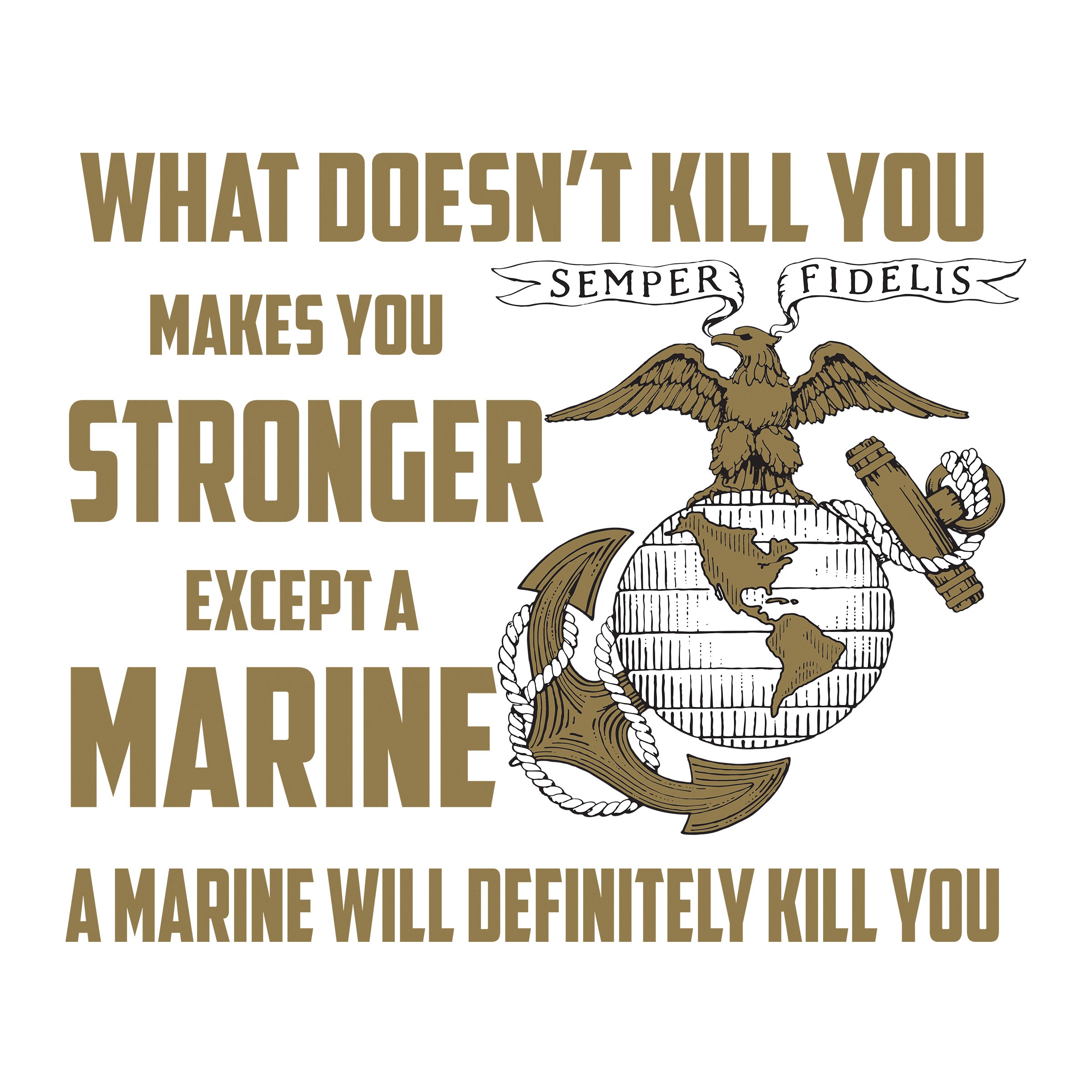 What Doesn’t Kill You Makes You Stronger Except Marines T-shirt <br> MADE IN USA