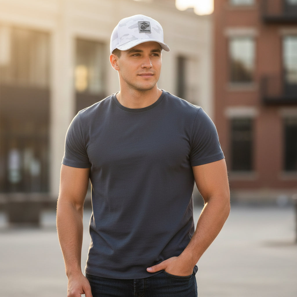 Marines Multicam Trucker Hat <br> Snapback Rubber EGA Patch