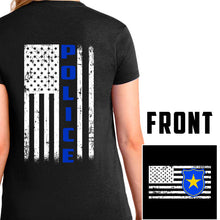 Ladie's Police T-Shirt - First Responder Shirt for Women, Thin blue line shirt for women, back the blue, back the badge, Police apparel for women, ladie's police t-shirt