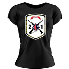 Second Battalion First Marines,  (2/1) Marines USMC Unit ladie's T-Shirt, 2/1 USMC Unit logo, USMC gift ideas for women, Marine Corp gifts for women 2nd Battalion 1st Marines