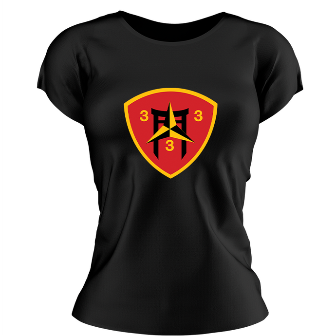 Third Battalion Third Marines,  (3/3) Marines USMC Unit ladie's T-Shirt, 3/3 USMC Unit logo, USMC gift ideas for women, Marine Corp gifts for women 3rd Battalion 3rd Marines