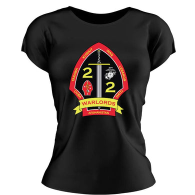 Second Battalion Second Marines,  (2/2) Marines USMC Unit ladie's T-Shirt, 2/2 USMC Unit logo, USMC gift ideas for women, Marine Corp gifts for women 2nd Battalion 2nd  Marines