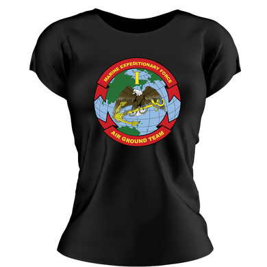 I Marine Expeditionary Force (IMEF), IMEF USMC Unit ladie's T-Shirt, IMEF USMC Unit logo, USMC gift ideas for women, Marine Corp gifts for women IMEF